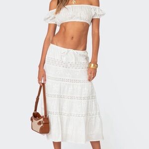 EDIKTED Elegant White Lace Women's Skirt Size Small